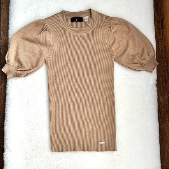 T Tahari Puff Short Sleeve Top Tan Size XS - Picture 12 of 14